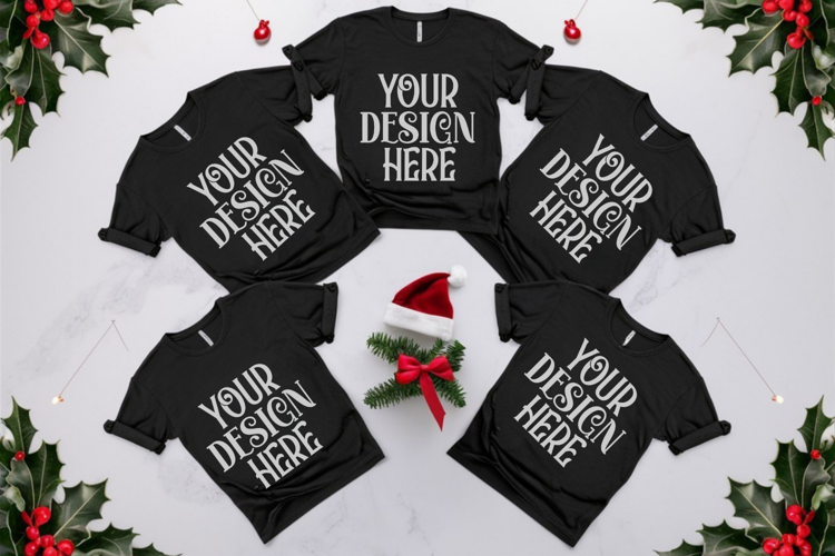 Christmas Family Matching Flat Lay T-Shirt Mockups