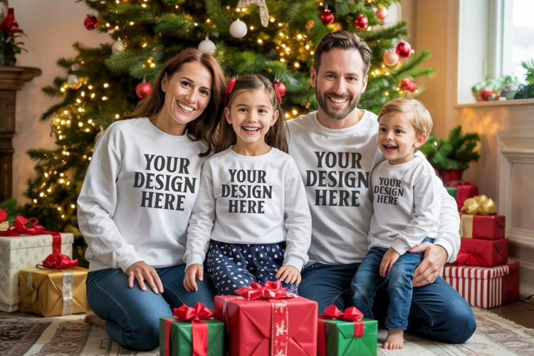 Christmas Family Matching T-Shirt Mockups | Holiday Group