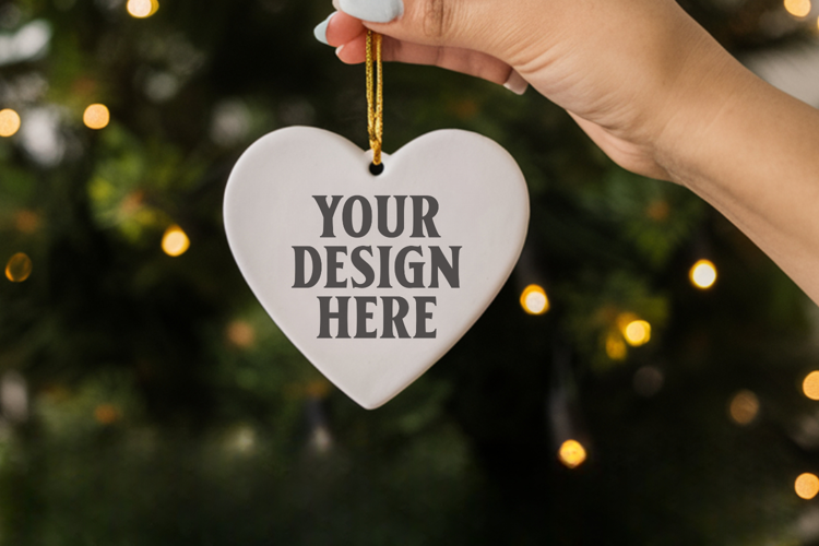 Holiday Love Heart Ornament Mockups | Romantic Christmas Tre