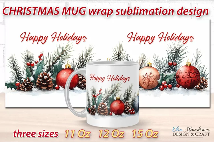 Christmas Mug Sublimation Template| Mug Wrap Cricut design