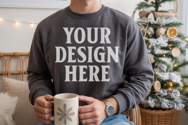Comfort Colors 1566 Pepper Sweatshirt Mockup | Real Mod