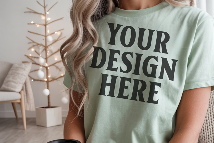 Christmas Comfort Colors 1717 Bay T-Shirt Mockup | Real Mode