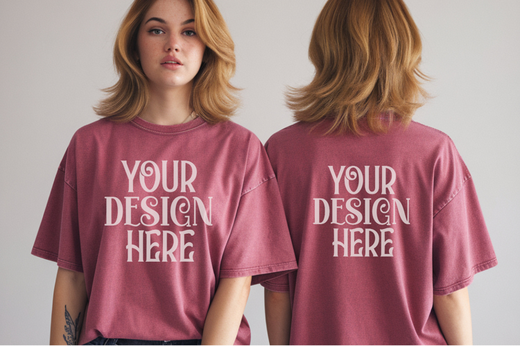 Comfort Colors 1717 Berry Front & back T shirt mockups