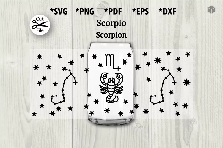 Scorpio Constellation Cup Wrap SVG for Glass Cans