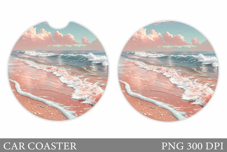 Sea Car Coaster Design. Sunset Coaster Sublimation