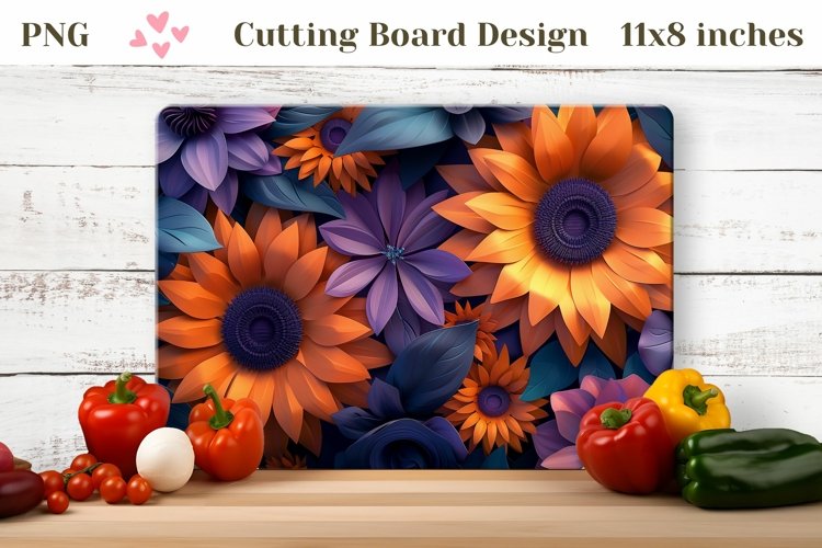 Flowers Cutting Board Template, 3D Sunflowers Cutting Board