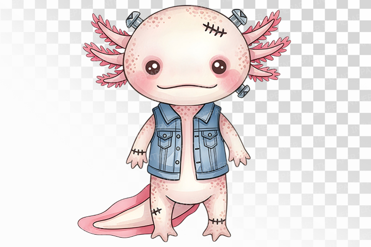 Halloween Axolotl Frankenstein Monster Costume PNG Uparupa