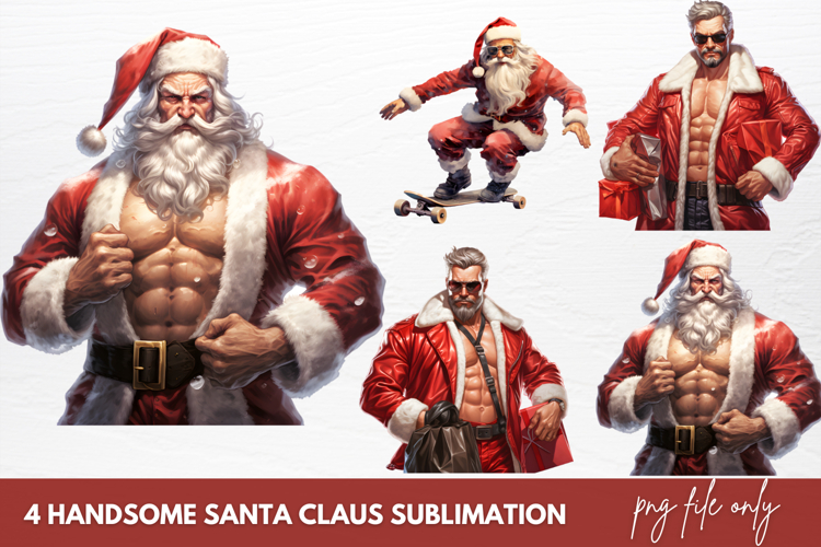 Handsome Santa Claus Clipart Sublimation