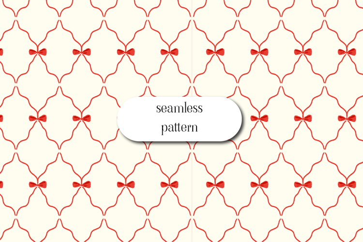 Red Bow Seamless Pattern Elegant Lattice Holiday Digital Pap