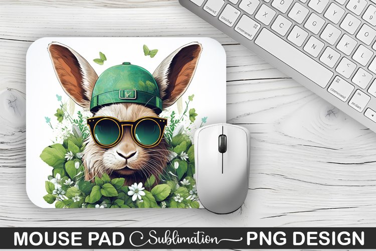 St. Patricks Day Bunny Sublimation Mouse Pad Design