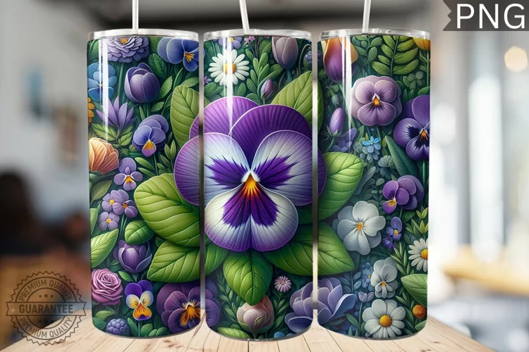 Pansy Flower Tumbler Wrap - Tumbler Design