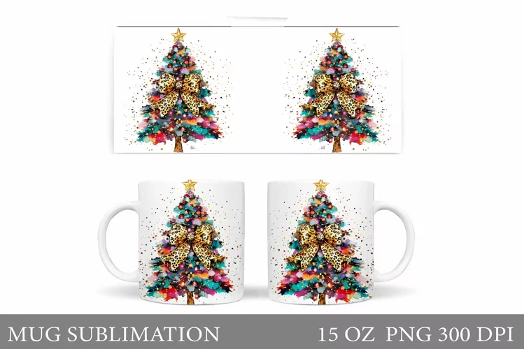 Christmas Tree Mug Sublimation. Christmas Tree Mug Design