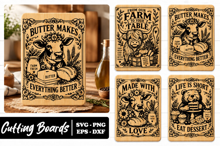 Farm Fresh Cow Butter Kitchen SVG PNG example image 1