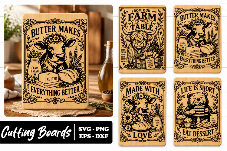 Farm Fresh Cow Butter Kitchen SVG PNG