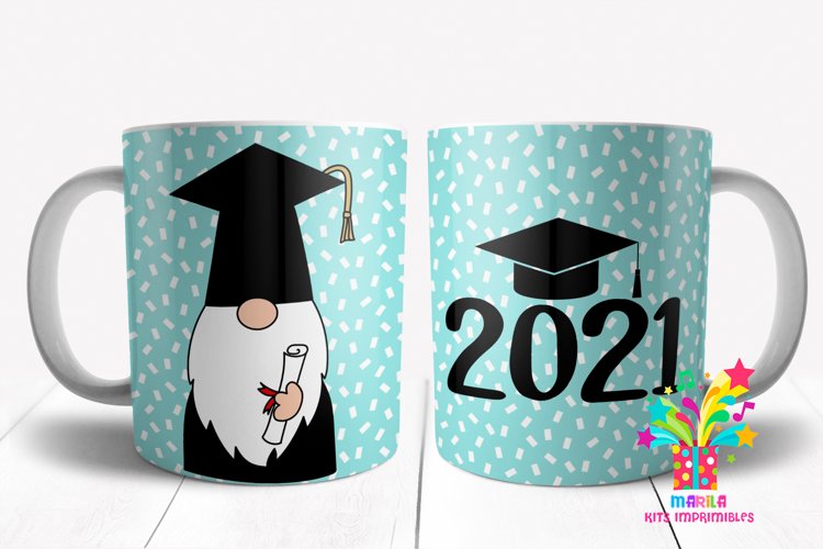 Graduate Gnome Mug Sublimation Design / Mug Wrap #1
