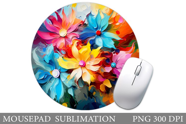 Flowers Mouse Pad Design. Flowers Round Mouse Pad Template example image 1