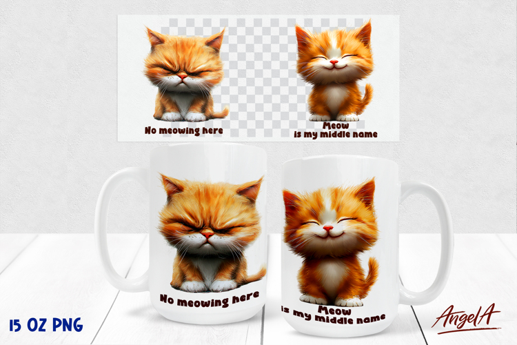 Coffee cat Mug sublimation, before after mug quote Meow