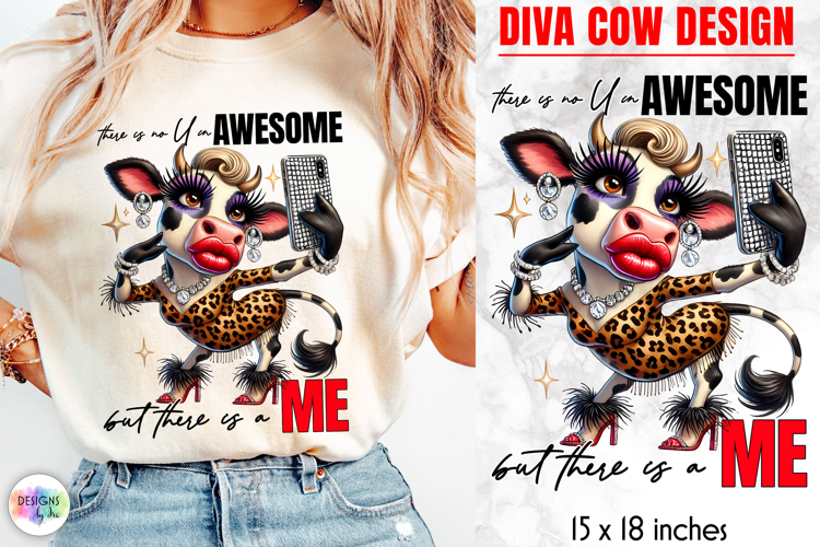 Funny Glamorous Cow Sublimation, Sassy Quotes PNG