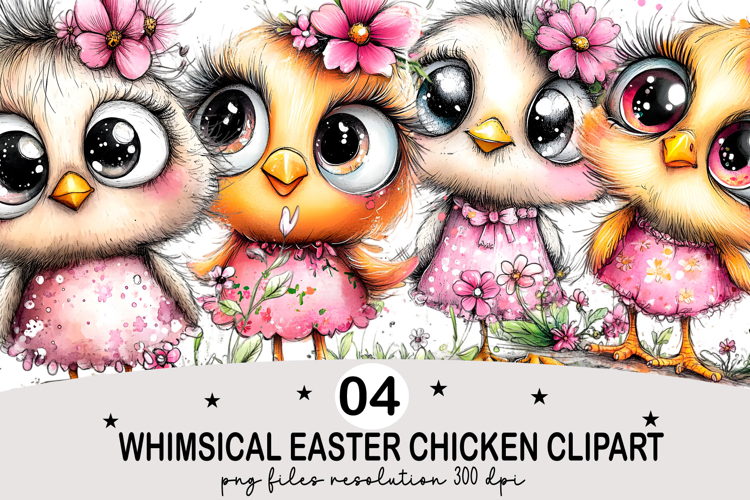 Whimsical Easter Chicken Clipart Png