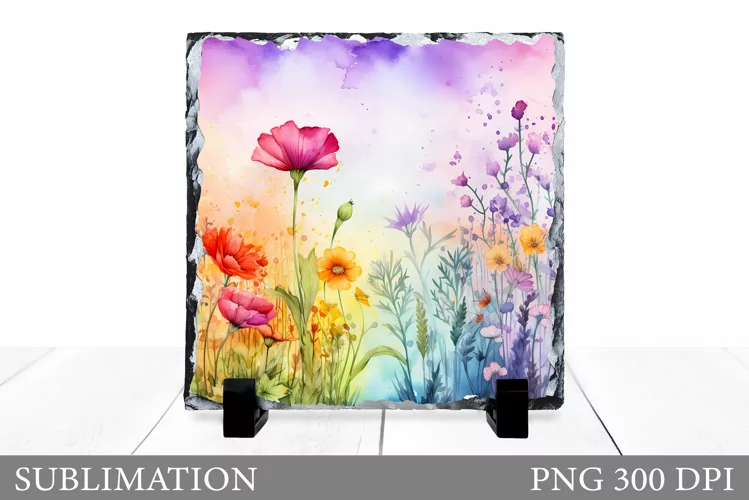 Flowers Sublimation. Wildflowers Slate Design