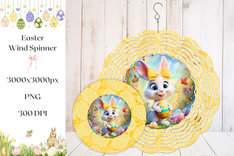 Colorful Easter Wind Spinner, Bunny Wind Spinner Template
