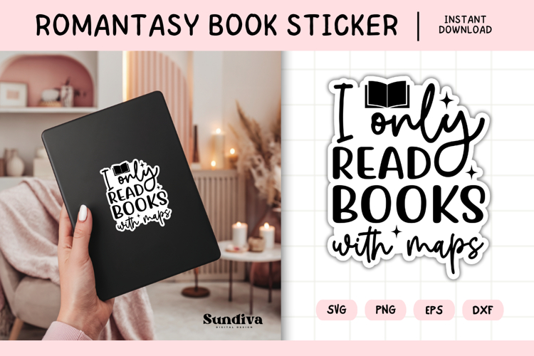 Printable Magic and Fantasy Book Lover Sticker | Maps