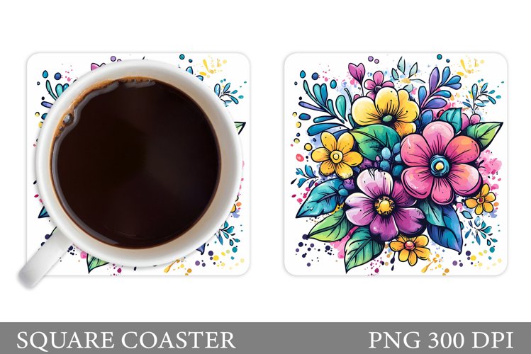 Floral Coaster Design. Flowers Coaster Sublimation