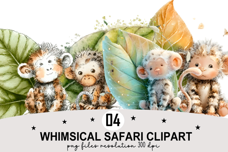 Whimsical Safari Clipart Watercolor PNG