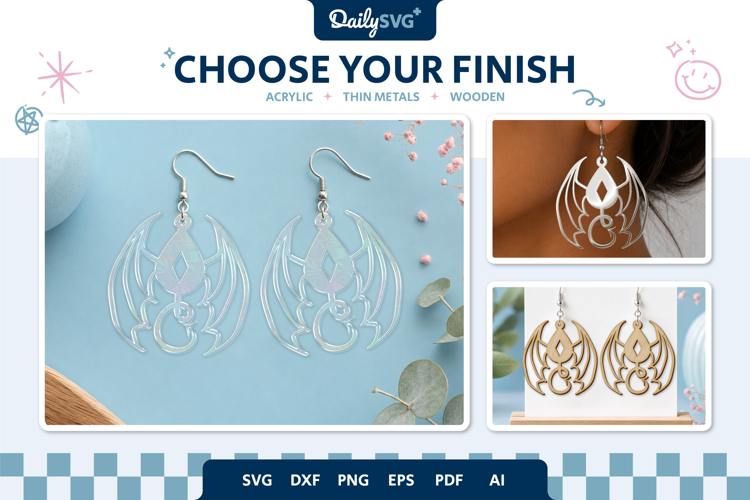 Demon Wings Earrings Laser Cut