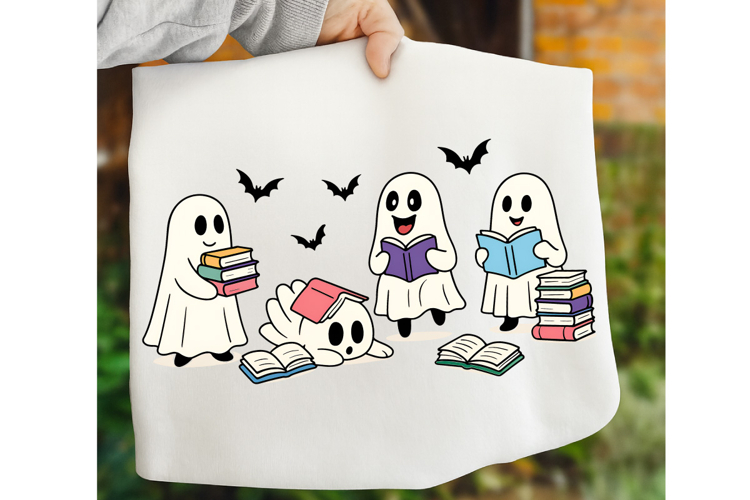 Reading Ghost PNG, Halloween Book Lover PNG, Halloween PNG
