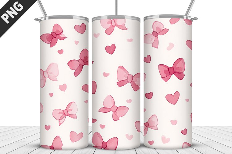 Pink Bow 20oz Tumbler Design| Valentines Day Tumbler Wrap