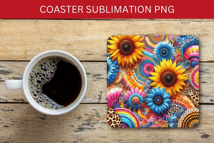 square coaster - sunflowers pattern