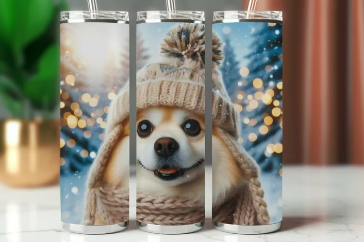 Tumbler Wrap 20 oz - dog wearing hat