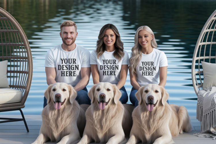 Bella Canvas 3001 Family Group T-Shirt Mockup