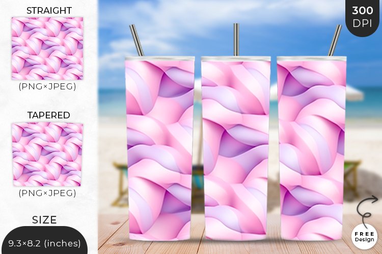 3D Pink Inflated Puffy Tumbler Wrap | 3D Sublimation Wrap example image 1