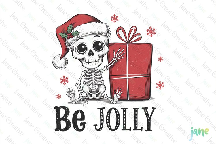 Be Jolly Funny Skeleton Christmas PNG