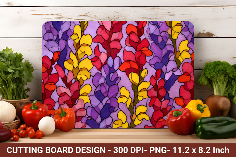 Stained Glass Snapdragon Flower Cutting Board