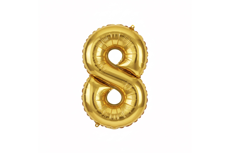 Golden Metallic Number 8 Foil Balloon Party Decoration