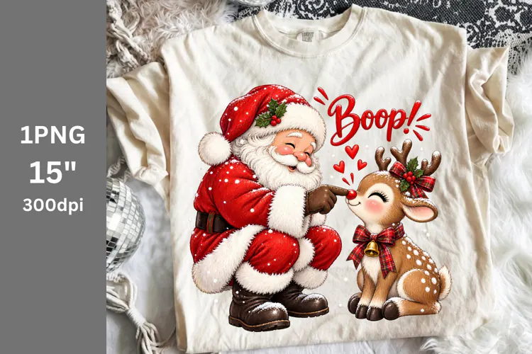 Christmas PNG, Santa and Reindeer PNG, Boop PNG