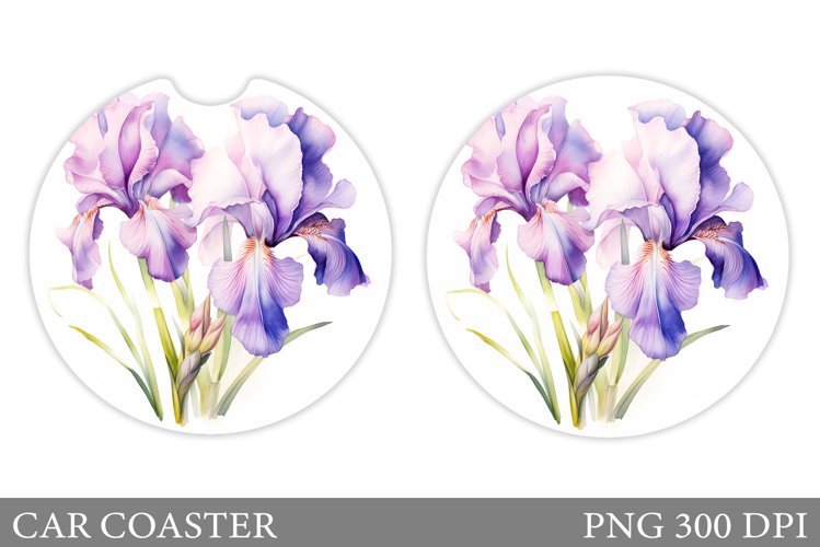 Flowers Car Coaster Design. Irises Flowers Car Coaster