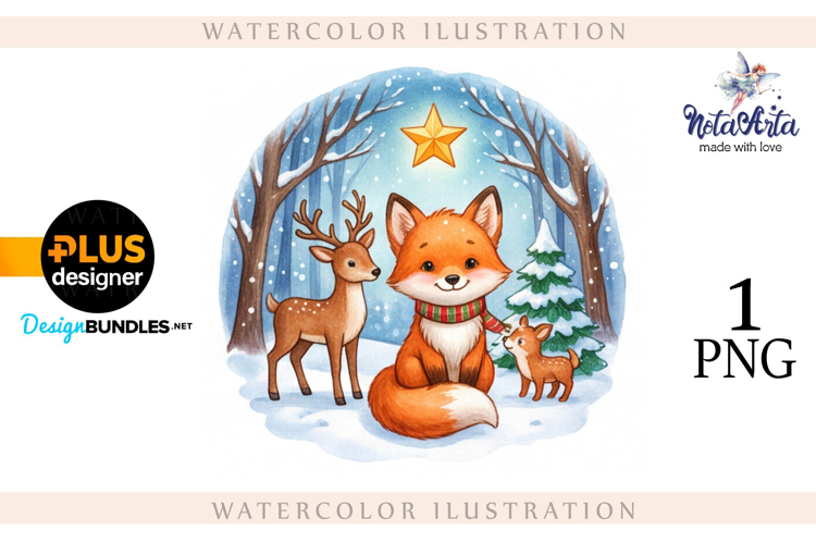 Illustration of a cute Christmas fox