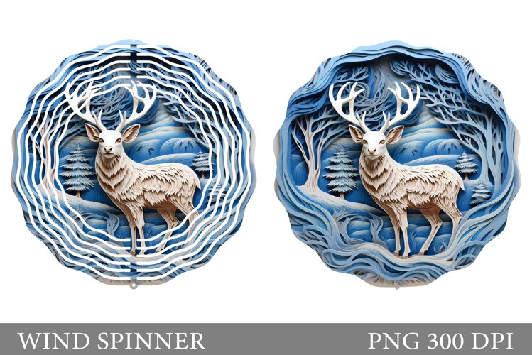 Deer Spinner Sublimation. Winter Wind Spinner Design example image 1