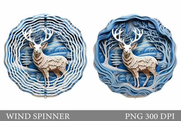 Deer Spinner Sublimation. Winter Wind Spinner Design