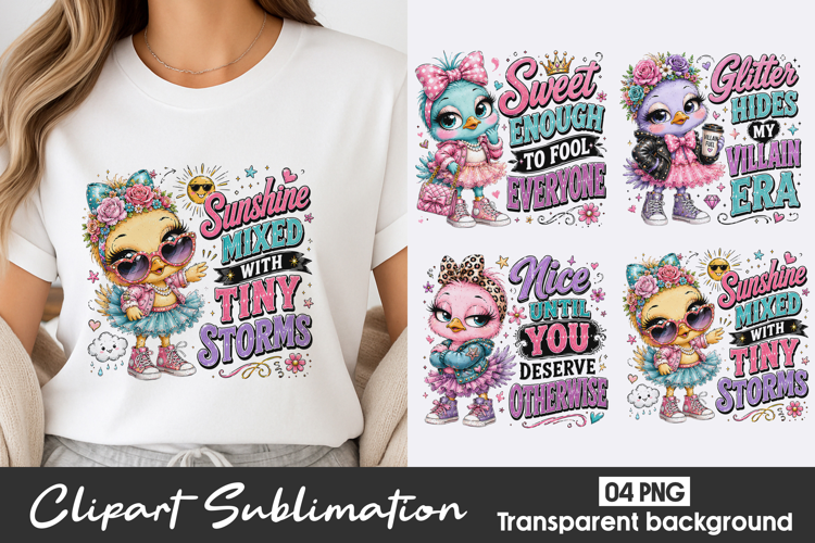 Cute Duck Quote Clipart Sublimation PNG