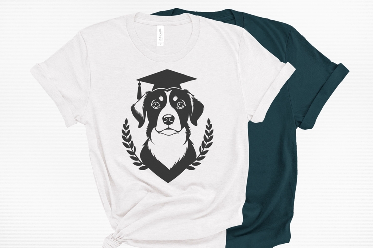 Dog with Graduation Cap and Laurels, SVG PNG