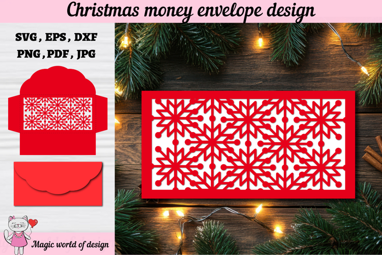 Christmas Snowflakes Money Envelope svg, Papercut Gift Card