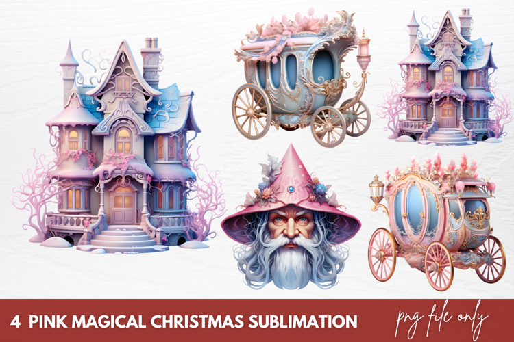Pink Magical Christmas Sublimation Clipart