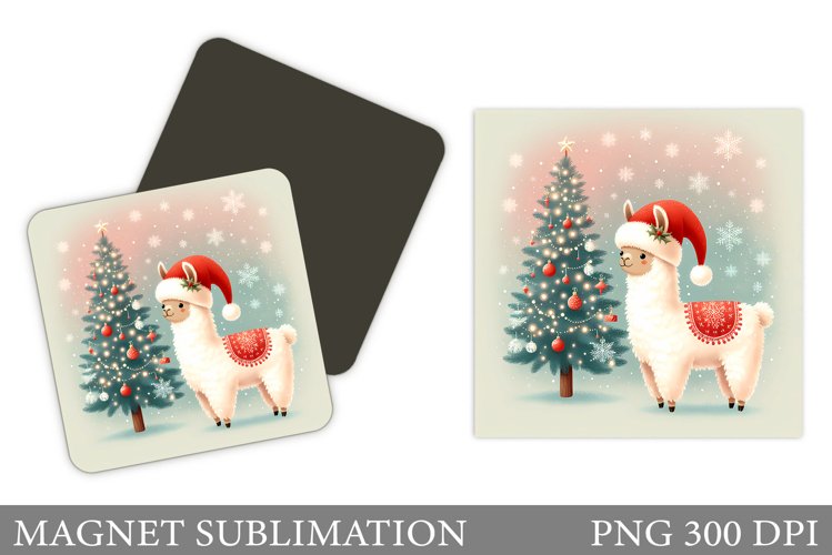 Christmas Lama Magnet. Christmas Magnet Sublimation example image 1