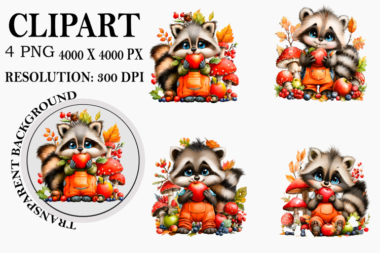 Whimsical Autumn Clipart Watercolor PNG