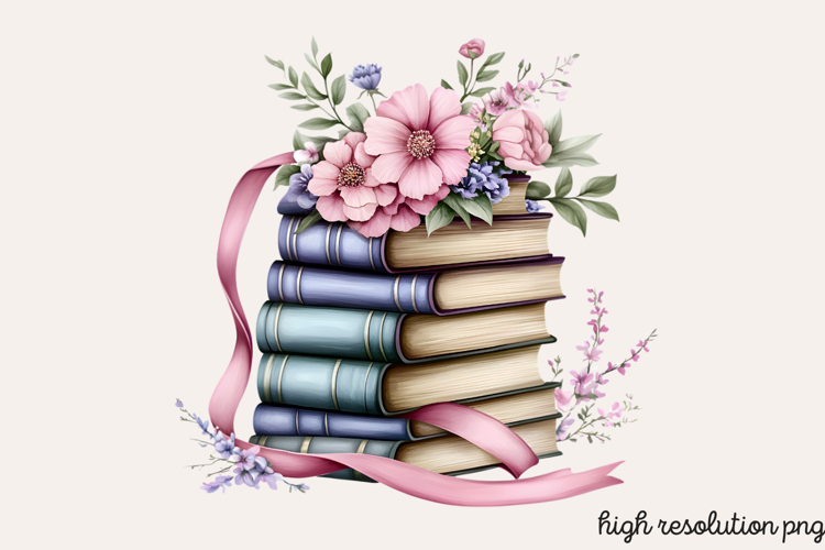 Pastel Cottage Shabby Chic Books Clipart PNG